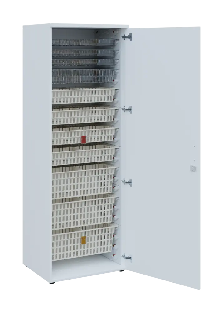 EUROMEDICA D - 66 skříň léková boxová, 1-dveřová, pravá, 1950x660x535, korpus bílý, dvířka bílá